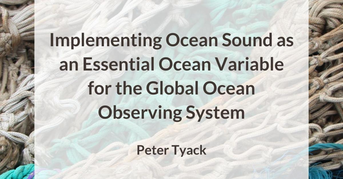 Implementing Ocean Sound As An Essential Ocean Variable For The Global